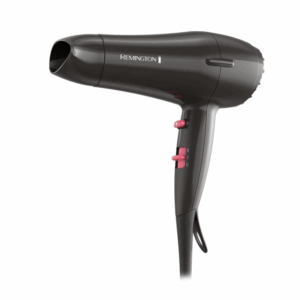 Remington D2121 Hair Dryer with 1800W power, dual heat/speed settings, cool shot feature, and precision styling nozzle. Ideal for all hair types.