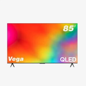 صورة شاشة G-Guard Vega QLED 85 بوصة – تصميم بدون إطار، دقة 4K، نظام Google TV، وصوت Dolby Atmos