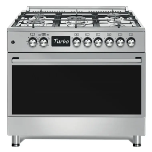Condor 5-Burner Gas Oven model SHCT001SS, 60×90 cm, stainless steel body with glass door and top control knobs.