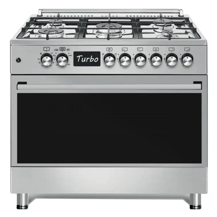Condor 5-Burner Gas Oven model SHCT001SS, 60×90 cm, stainless steel body with glass door and top control knobs.