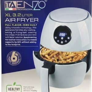 Enjoy healthy and quick meals with the Enzo 3.2L Air Fryer, the perfect solution for individuals or small families. Its modern and compact design makes cooking easy and enjoyable, using very little oil.
Key Features:
• 3.2L Capacity: Ideal for individual or small meals.
• Healthy Frying: Crispy and tasty food with minimal oil.
• Easy Digital Control: Precise temperature and time settings for perfect results.
• High Safety Standards: Equipped with overheat protection and automatic shut-off.
• Easy to Clean: Removable basket with non-stick coating for hassle-free cleaning.
Price: 45
Enjoy healthy, quick meals with the Enzo 3.2L Air Fryer – NO.ITA50031, your ultimate kitchen companion.