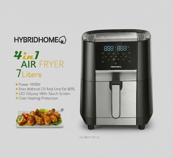 تمتع بتحضير وجبات صحية وسريعة مع قلاية هايبرد هون الهوائية بسعة 7 لتر، الحل الأمثل للعائلات الكبيرة والمناسبات. تصميمها العصري والمتطور يجمع بين القلي الهوائي والطهي المتنوع لتوفير تجربة طهي مثالية. المميزات الرئيسية: • سعة كبيرة 7 لتر: مناسبة لتحضير وجبات لعائلة كبيرة أو مجموعات متعددة. • قلي صحي ومتطور: طعام مقرمش ولذيذ باستخدام كمية قليلة من الزيت. • وظائف متعددة: قلاية هوائية مع خيارات طهي متنوعة لتجربة طهي متكاملة. • تحكم رقمي دقيق: ضبط درجة الحرارة والوقت بدقة للحصول على نتائج مثالية. • أمان عالي: مزودة بحماية من الحرارة الزائدة وإيقاف تلقائي عند الحاجة. • سهولة التنظيف: سلة قابلة للإزالة وطبقة غير لاصقة لتسهيل تنظيف القلاية. استمتع بوجبات صحية وشهية مع قلاية هايبرد هون الهوائية 7 لتر – HF-8820TSD-SS، شريكك الأمثل في المطبخ.