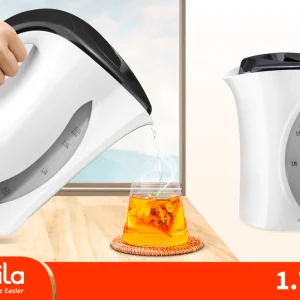 إبريق ديكايلا البلاستيك الكهربائي موديل KEKT027W بسعة 1.7 لتر وتصميم أبيض أنيق.