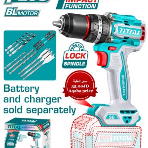 جسم درل شحن توتال 20 فولت بدون فحمات عالي العزم (موديل TIDLI209681) بلون أزرق وتصميم احترافي.