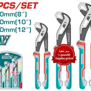 Master any plumbing or mechanical challenge with the Total 3-Piece Adjustable Plier Set. Engineered for professionals, these "Ford-style" slip joint pliers offer unbeatable grip and versatility. The combination of high-grade Cr-V steel and ergonomic TPR handles ensures that even the toughest bolts and pipes are handled with ease and comfort.