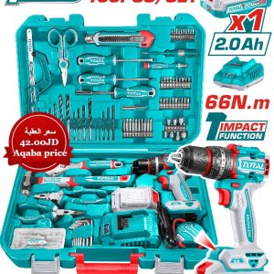 طقم عده مع درل شحن 66 نيوتن 20 فولت 165 قطعه TOTAL THKTHP11652