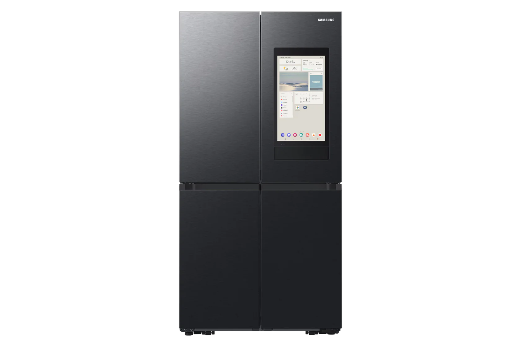 ثلاجة سامسونج فاميلي هاب الذكية بأربعة أبواب لون أسود مطفي مع شاشة تعمل باللمس موديل RF65DG9H0EB1EU.