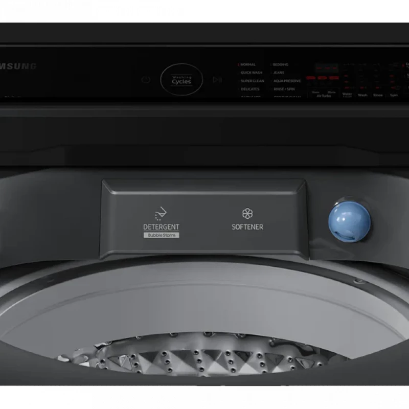 غسالة سامسونج أوتوماتيك فتحة علوية سعة 15 كجم لون رمادي غامق موديل WA15CG5745BDFQ.