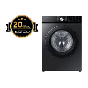 غسالة سامسونج تحميل أمامي لون أسود سعة 11 كجم موديل WW11B1A046ABFH مع شاشة رقمية.